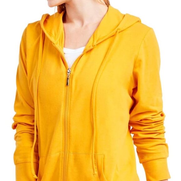 Lightweight Full Zip Hoodie in Mustard - Perfect Year-Round Women's Jacket - Picture 2 of 5